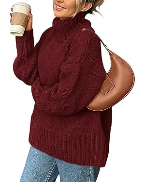 PRETTYGARDEN Women's 2025 Fall Oversized Sweaters Turtleneck Casual Long Sleeve Chunky Knit Pullo... | Amazon (US)
