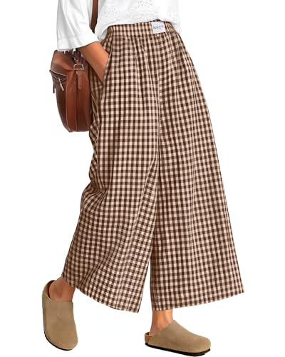 Neer Women's Gingham Wide-Leg Pants | Amazon (US)