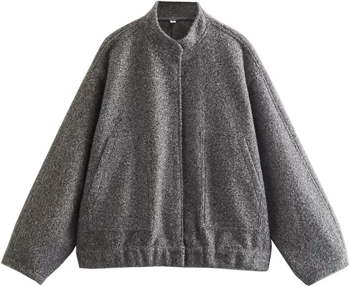 Gihuo Women's Oversized Wool Blend Jackets Button Down Casual Varsity Jacket with Pockets 2023 | Amazon (US)