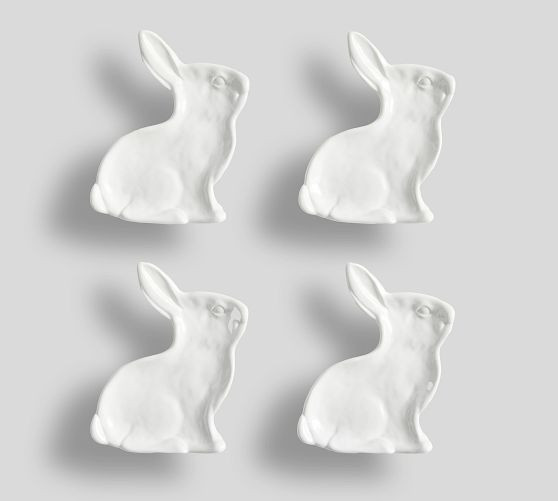 Floral Bunny Figural Stoneware Appetizer Plates - Set of 4 | Pottery Barn (US)
