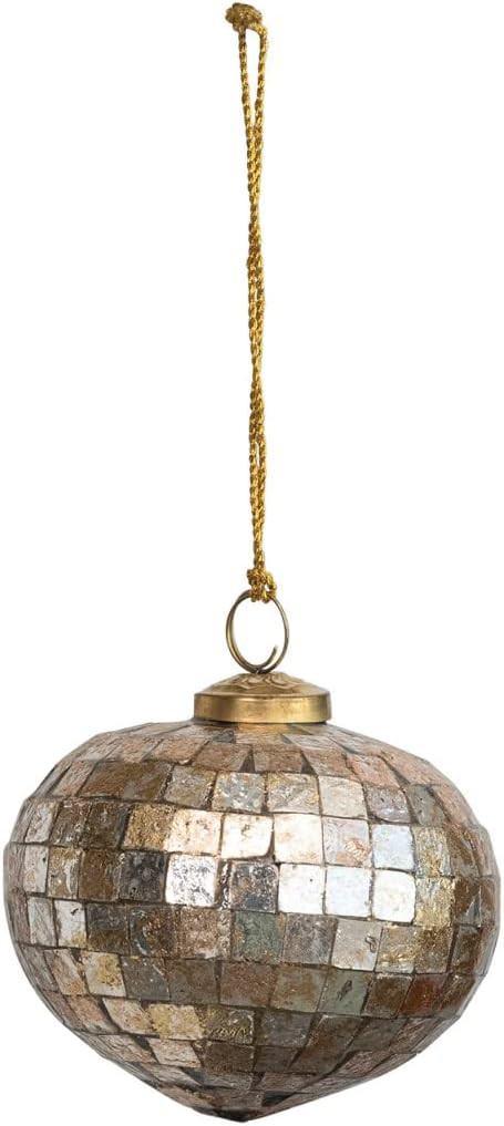 Creative Co-Op 4' H Mosaic Glass Onion Shaped Ornament, Gold Finish | Amazon (US)