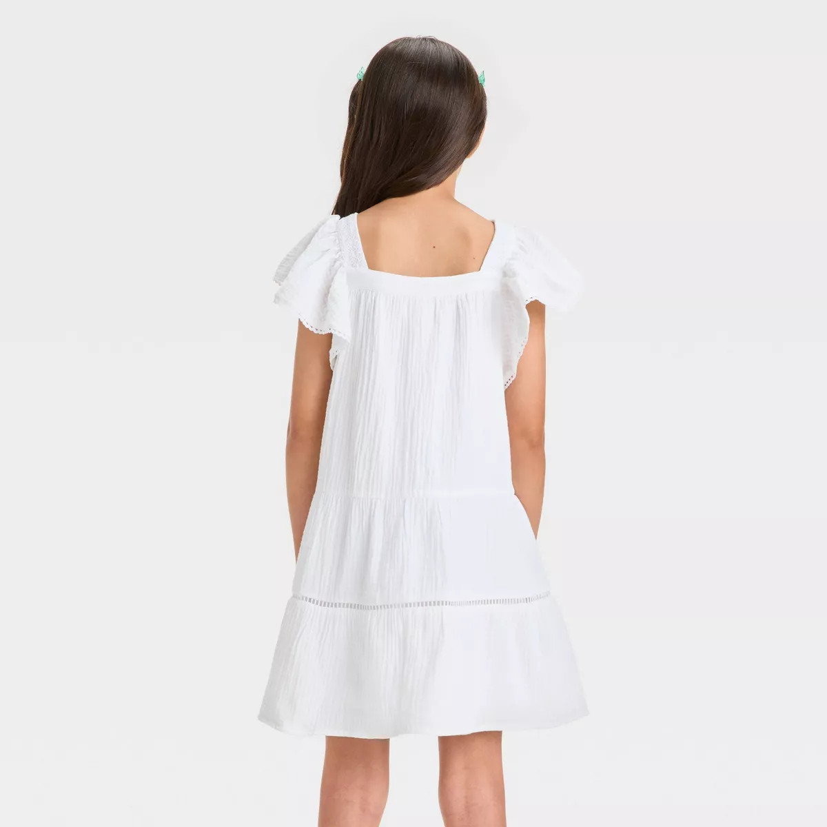 Girls' Flutter Sleeve Gauze Dress - Cat & Jack™ White | Target