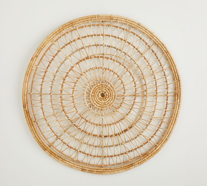 Open Weave Handwoven Wicker Basket Wall Art - 40" | Pottery Barn (US)