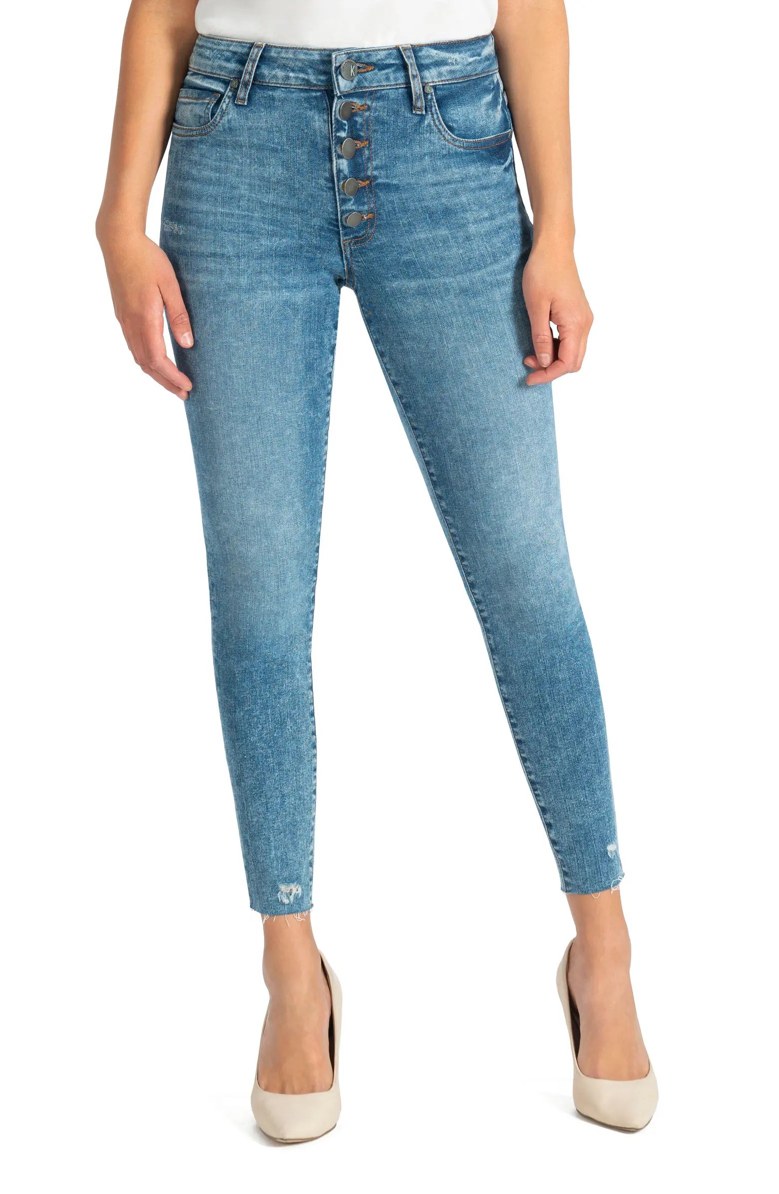 Donna Raw Hem High Waist Ankle Skinny Jeans | Nordstrom