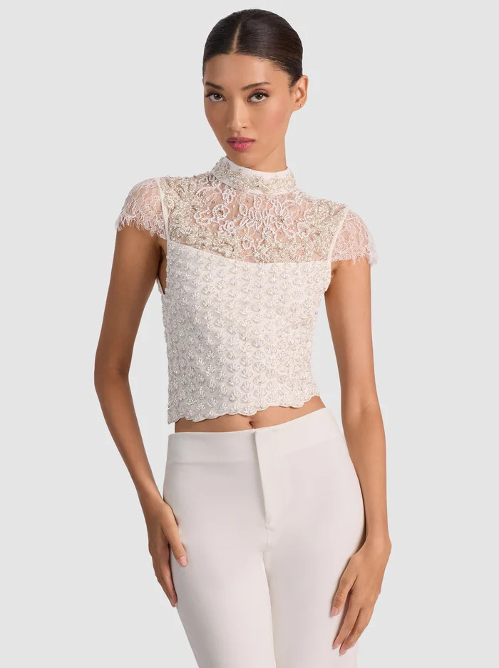 PRIA EMBELLISHED TOP | Alice + Olivia