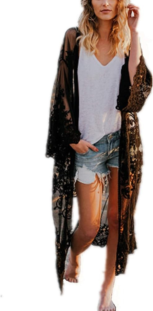 Jeasona Beach Coverups for Women Kimono Robes Cardigans Cover UP Beach Dress | Amazon (US)