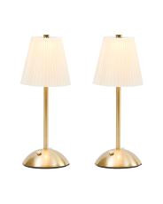 2pk 12in Pleated Fabric Rechargeable Touch Lamps | TJ Maxx