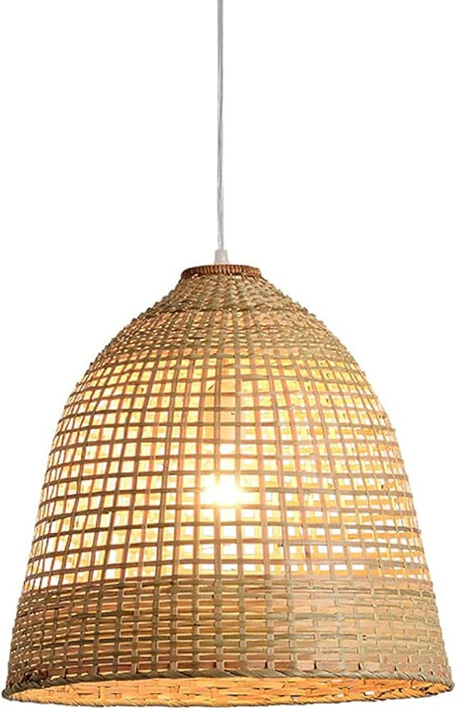 LED Modern Chandelier Lamp, Ceiling Pendant Lamp, Hand-Woven Bamboo Hanging Light, Rattan Wicker ... | Amazon (US)