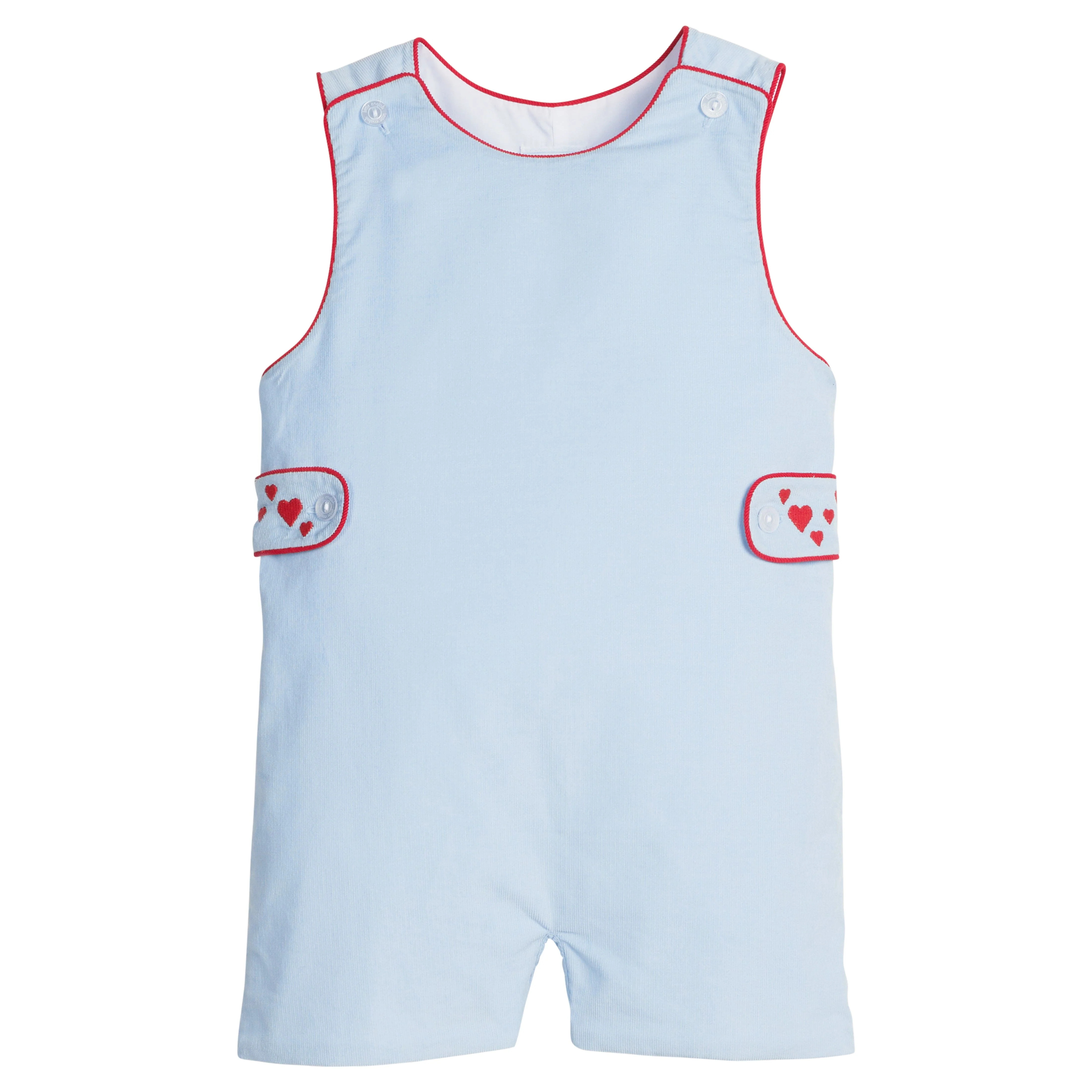 Little English | Boy's Reversible Button Tab John John - Blue Hearts | Little English