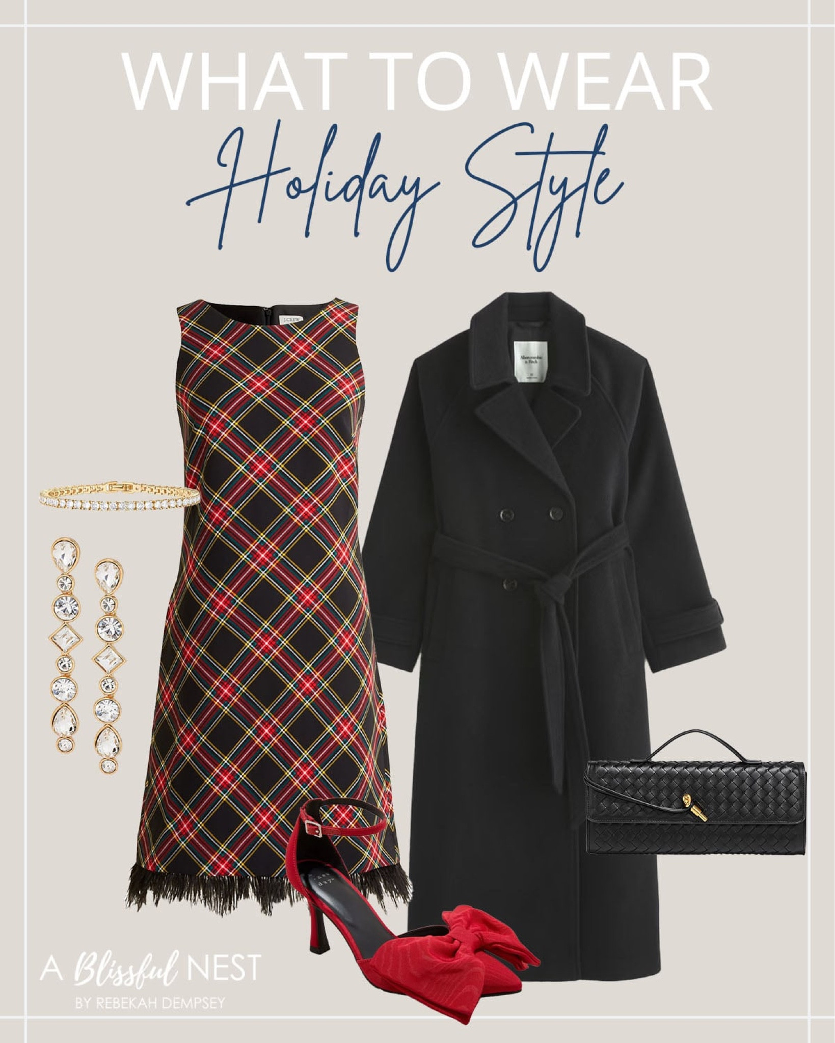 A classic + chic holiday outfit idea! 

#holidaystyle

Christmas dress. Holiday plaid dress. Chic classic holiday style. Red bow heels  


#LTKHoliday #LTKParties #LTKOver40