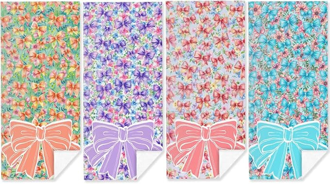 4 Pack Preppy Bow Floral Beach Towel Aesthetic Swim Towels Friendship Girls Trip Weekend Gifts fo... | Amazon (US)