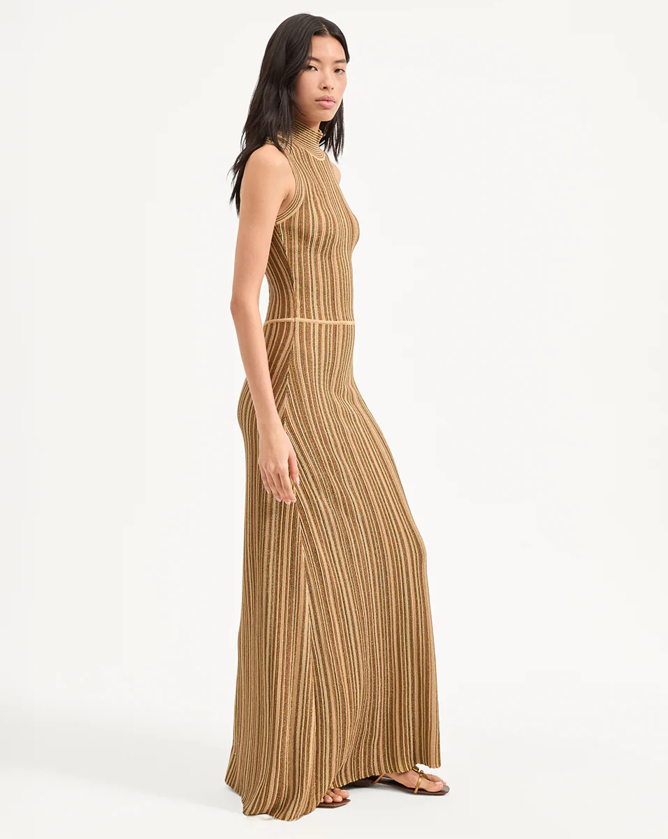Anna Knit Dress in Gold/Bronze | Veronica Beard | Veronica Beard