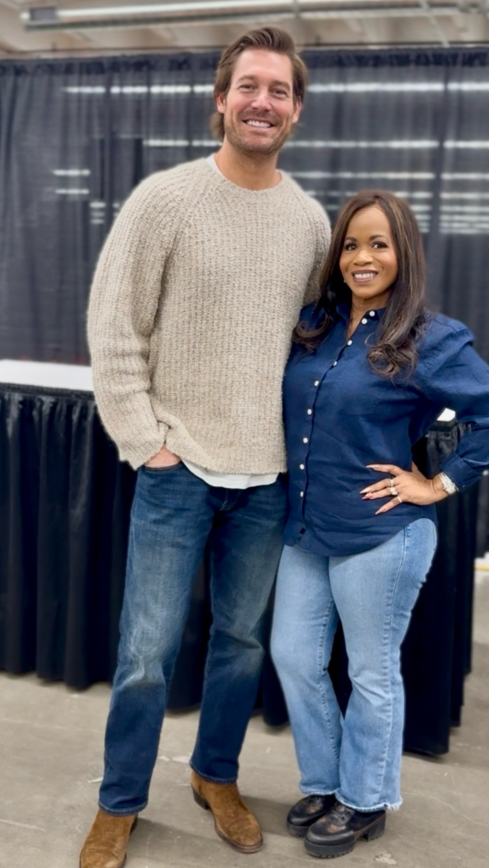 I met Craig from Bravo TVs “Southern Charm” to learn about his pillow design business, “Sewing Down South”. 
I went with a new blue linen top for a coastal vibe. My husband went with his favorite shoe brand and a rolled collar sweater. 

#LTKMens #LTKSaleAlert #LTKStyleTip