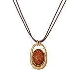 Jessica Simpson Women's Oval Stone Cord Necklace, 20" + 3" Extender, Gold-Tone Pendant | Walmart (US)