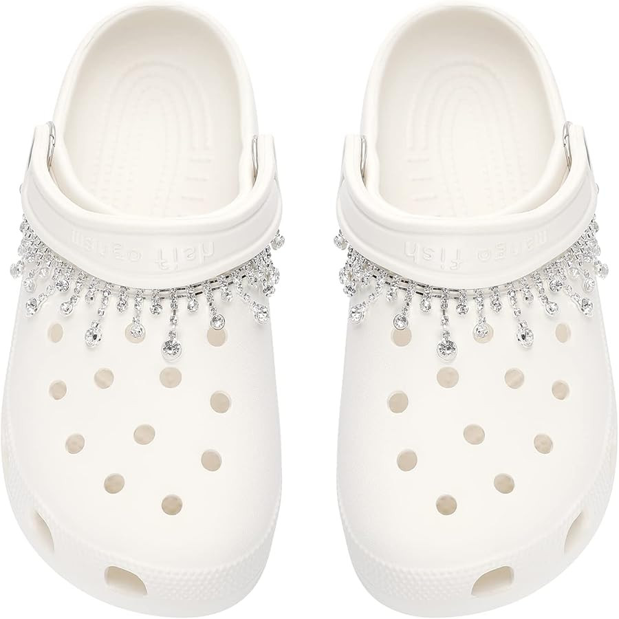 Bellaqueo Bling Shoe Charms for Girls, Luxury Silver Tassel Bling Shoe Chains for Women, DIY Desi... | Amazon (US)