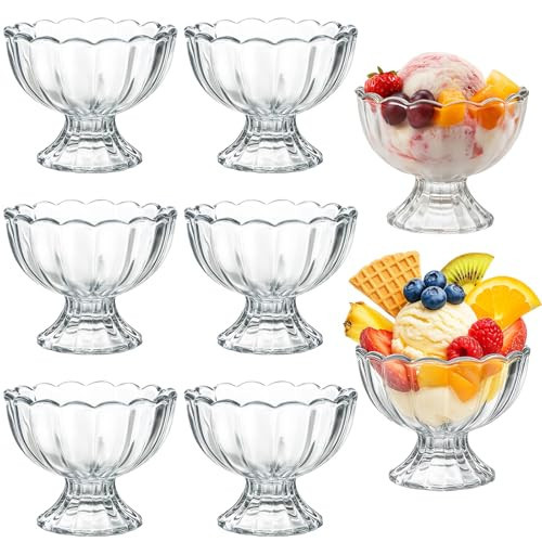 Ysglory 6 Sets Glass Ice Cream Bowl 5oz Dessert Cups | Amazon (US)
