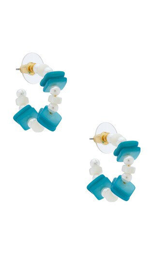 Lele Sadoughi Beach Club Hoop Earrings in Teal. | Revolve Clothing (Global)