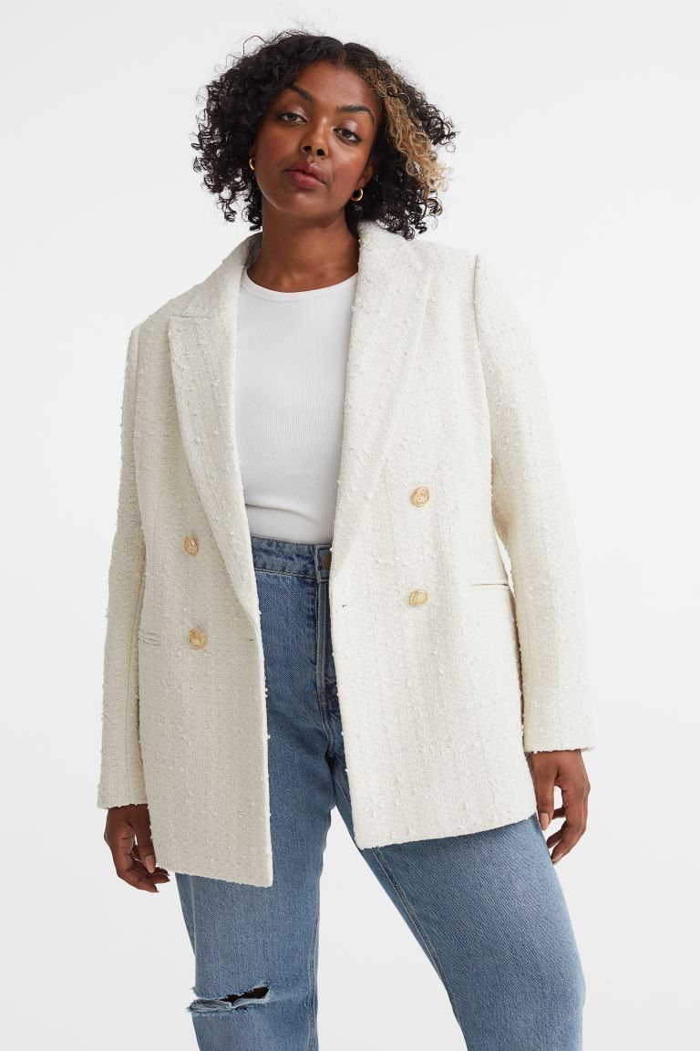 Structuurgeweven blazer - Roomwit - DAMES | H&M NL | H&M (DE, AT, CH, DK, NL, NO, FI)