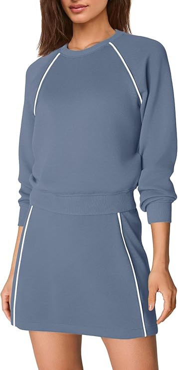 Nirovien Womens 2 Piece Workout Sets Athletic Skort Sets Active Tennis Outfits Crewneck Sweatshir... | Amazon (US)