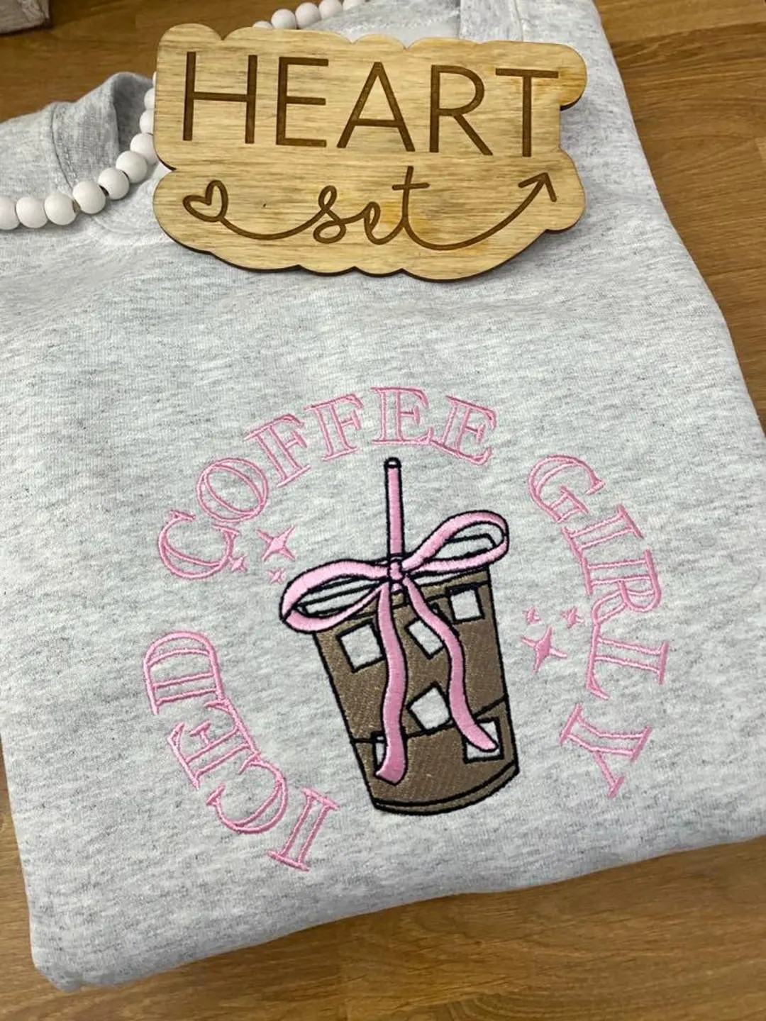 Embroidered Iced Coffee Sweatshirt | Iced Coffee Girly Crewneck | Coffee Sweatshirt | Spring Shir... | Etsy (US)
