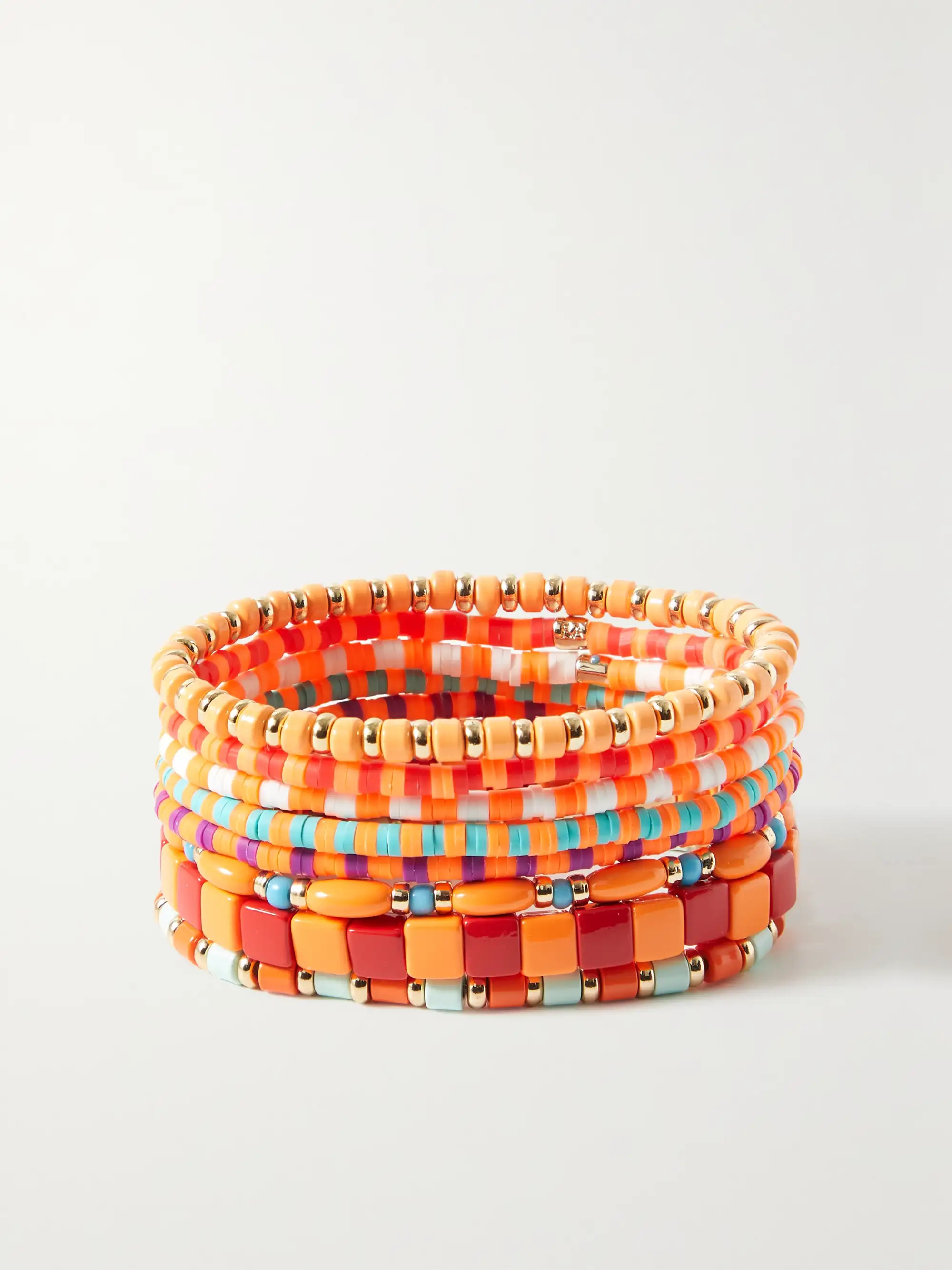 Colour Therapy set of eight enamel and gold-tone bracelets | NET-A-PORTER (US)