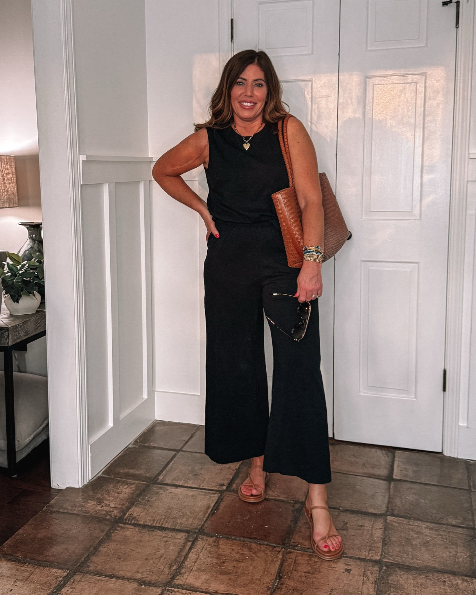 Easy outfit to throw on and look put together feel comfortable and run to all of those appointments you could even travel in this!

Matching separates are available in several colors and textures. I’m wearing a medium in the tank and pants.

Viral knit denim jacket comes in several colors. It’s so lightweight and so comfy. I keep this in my car in the summertime to have a layer for the cold AC. I sized up to a large for an oversized fit. ￼

#LTKOver40 #LTKootd #LTKdayinmylife