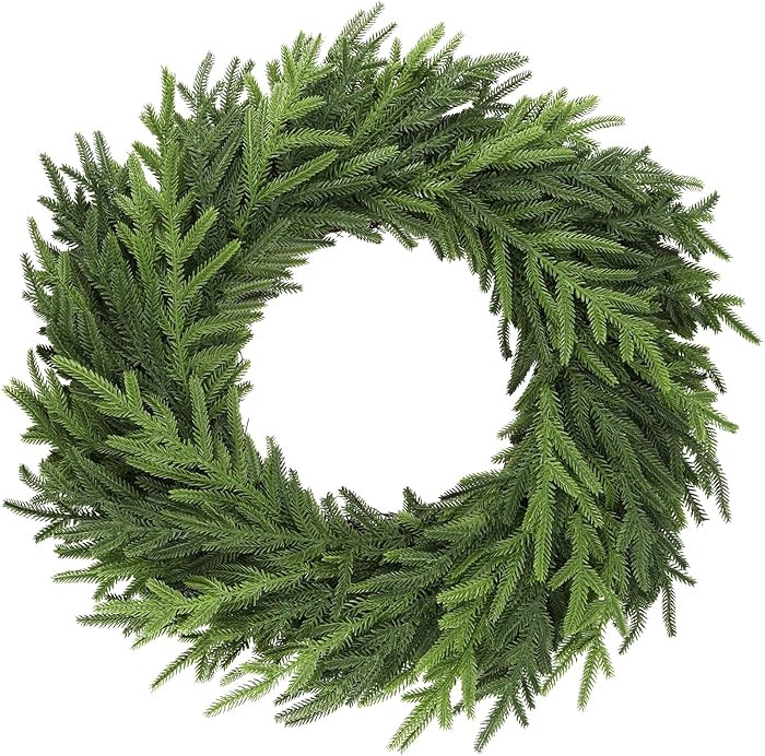 22Inch Norfolk Pine Wreath-Christmas Wreaths for Front Door - Real Touch Realistic Pine Wreath Ar... | Amazon (US)