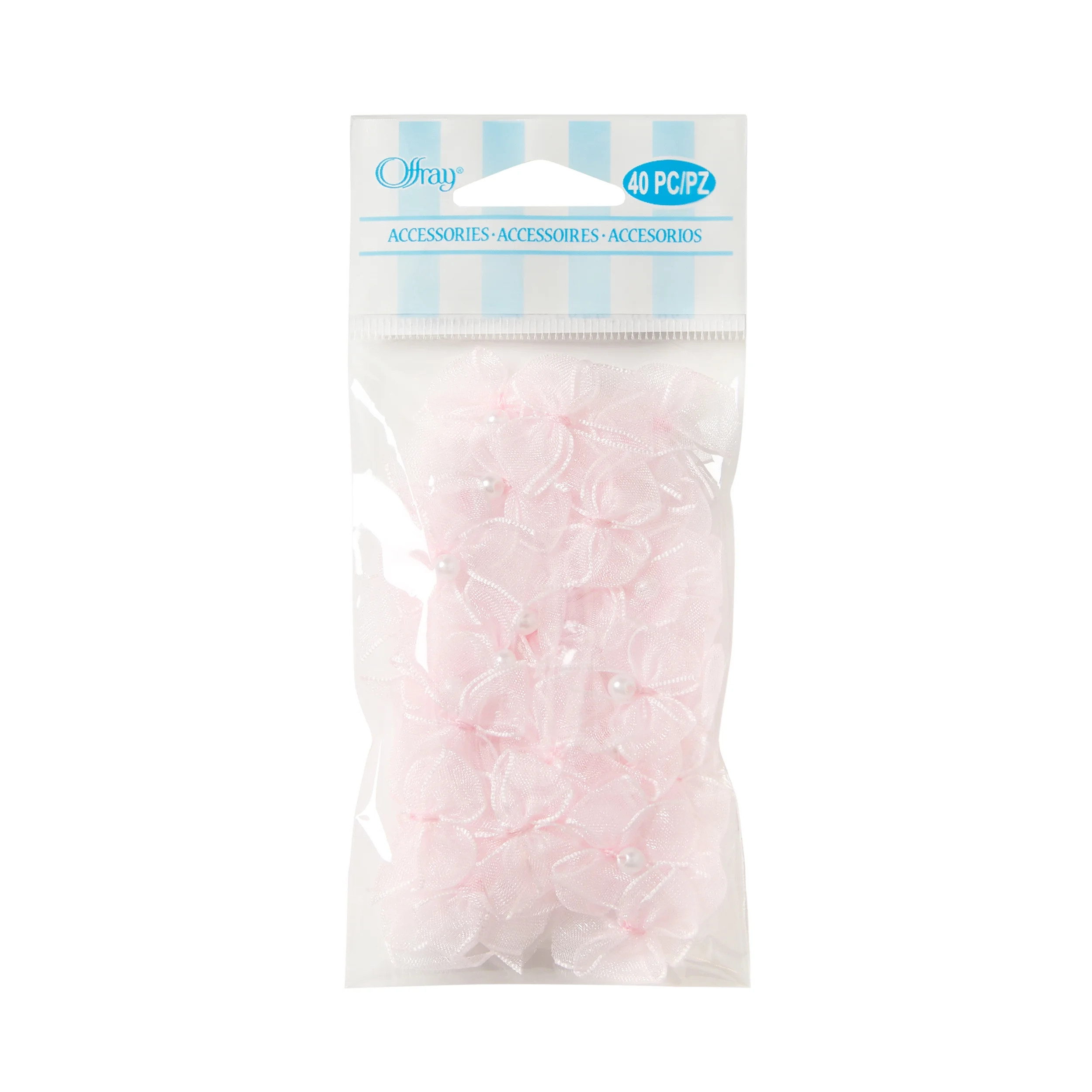 Offray Accessories, Lt Pink 5/8 inch Value Pack Sheer 2 Loop Bow with Pearl Accessory for Wedding... | Walmart (US)