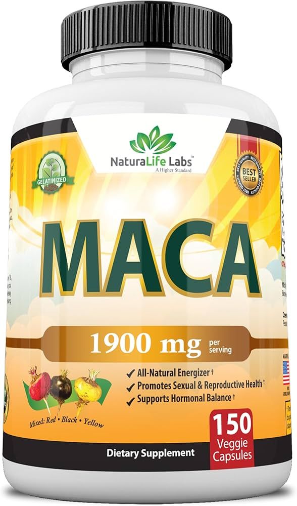 Organic Maca Root Black, Red, Yellow 1900 MG per Serving - 150 Vegan Capsules Peruvian Maca Root ... | Amazon (US)