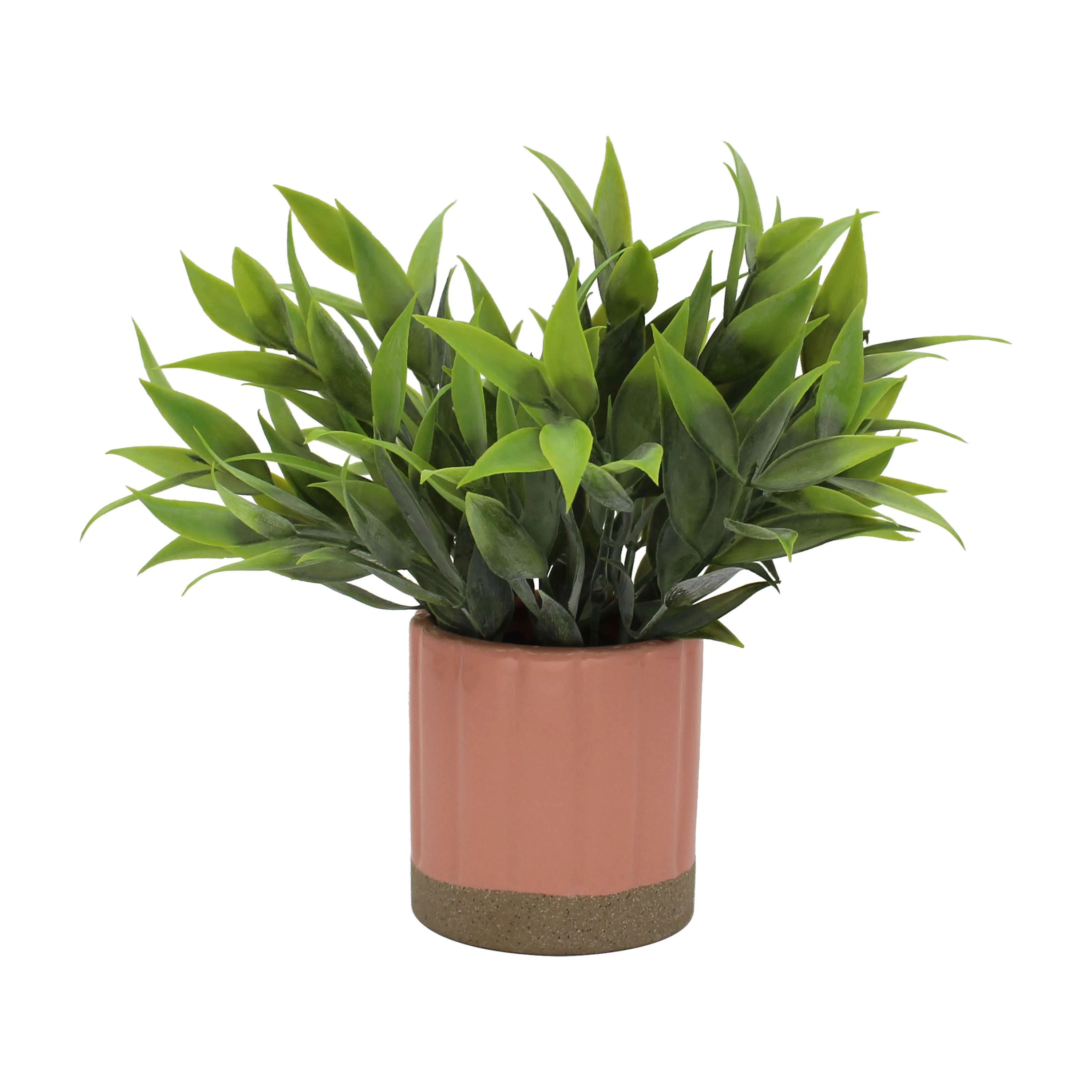 Mainstays by Becky G. & Alejandra 8" Artificial Tealeaf in Pink Two-Tone Ribbed Ceramic Pot | Walmart (US)