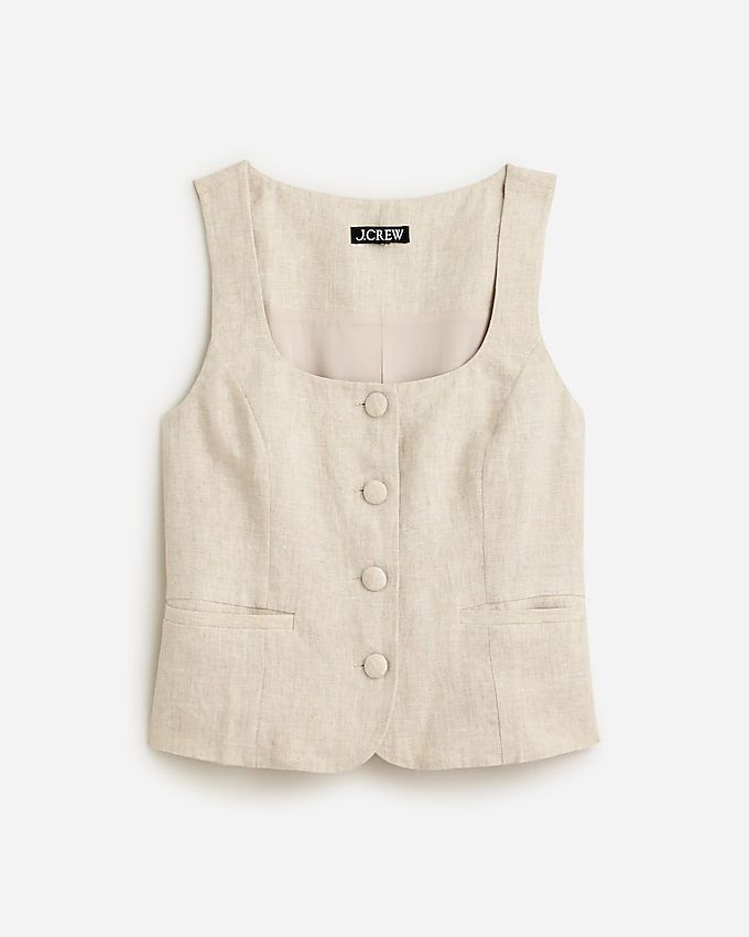 Scoopneck linen-blend vest | J.Crew US