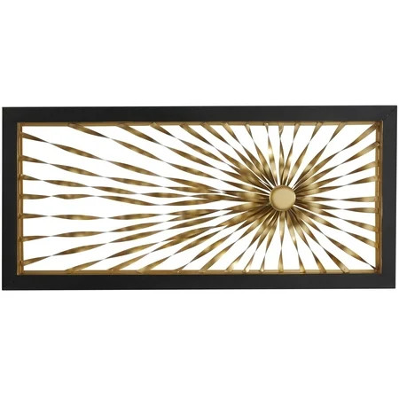 DecMode Gold Metal Coiled Ribbon Sunburst Wall Decor with Black Frame | Walmart (US)