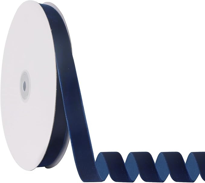 5/8" X 20 Yards Navy Blue Velvet Ribbon for Christmas Tree Wreath Decoration Handmade Crafts Orna... | Amazon (US)