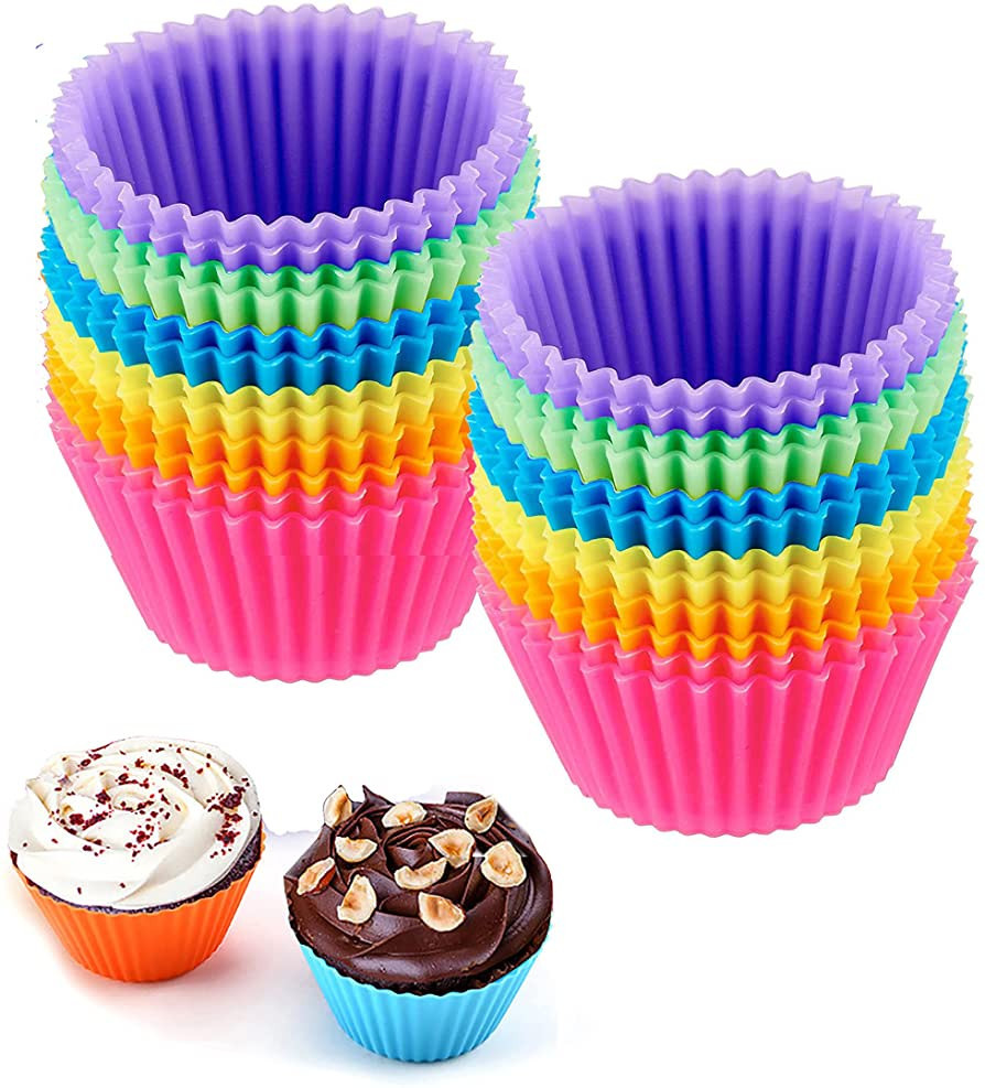 Reusable Silicone Cupcake Baking Cups 24 Pack, 2.75 inch Silicone Baking Cups, Reusable & Non-sti... | Amazon (US)