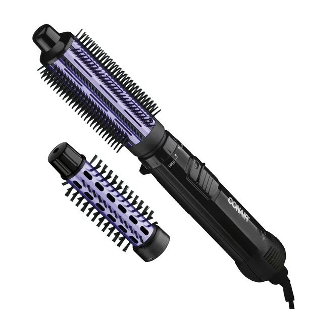Conair Volume 2 in 1 with 1.5" Curling Brush & 1" Bristle Hot Hair Brush, Black and Purple | Walmart (US)