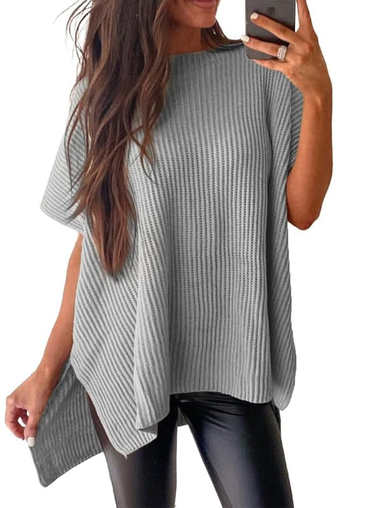 SHEWIN Womens Tops Crewneck Short Sleeve Sweater Causal Tunic Tops Lightweight Summer Sweaters fo... | Amazon (US)