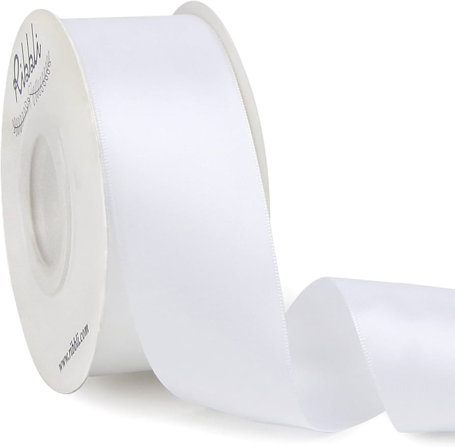Ribbli White Double Faced Satin Ribbon,1-1/2” x Continuous 25 Yards,Use for Bows Bouquet,Gift W... | Amazon (US)