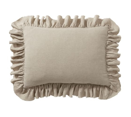 Belgian Flax Linen Fringe Ruffle Sham | Pottery Barn (US)