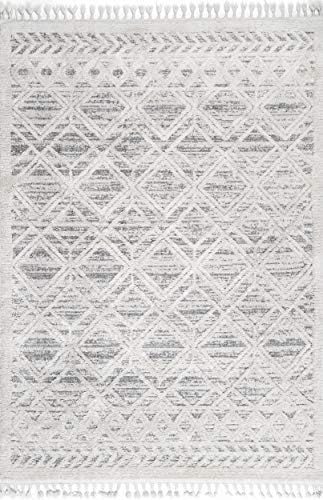 nuLOOM Ansley Soft Lattice Textured Tassel Area Rug, 4' x 6', Beige | Amazon (US)