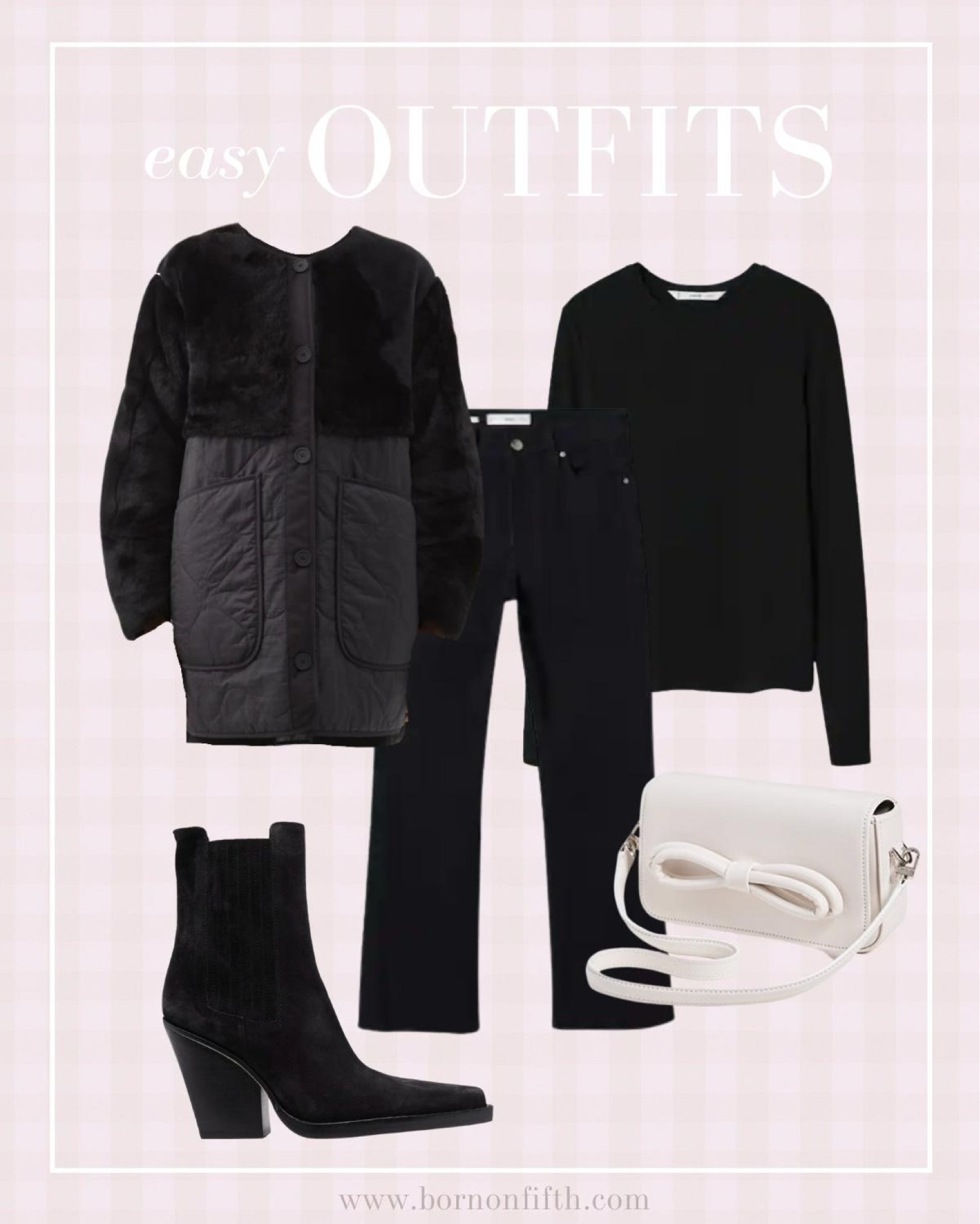 Easy outfits! All black is such an easy go to when rushing out the door. As long as you have your core pieces, you should never be stuck in planning an outfit. Top with a fun bag to add dimension to your look!

#LTKstyletip #LTKunder100 #LTKshoecrush