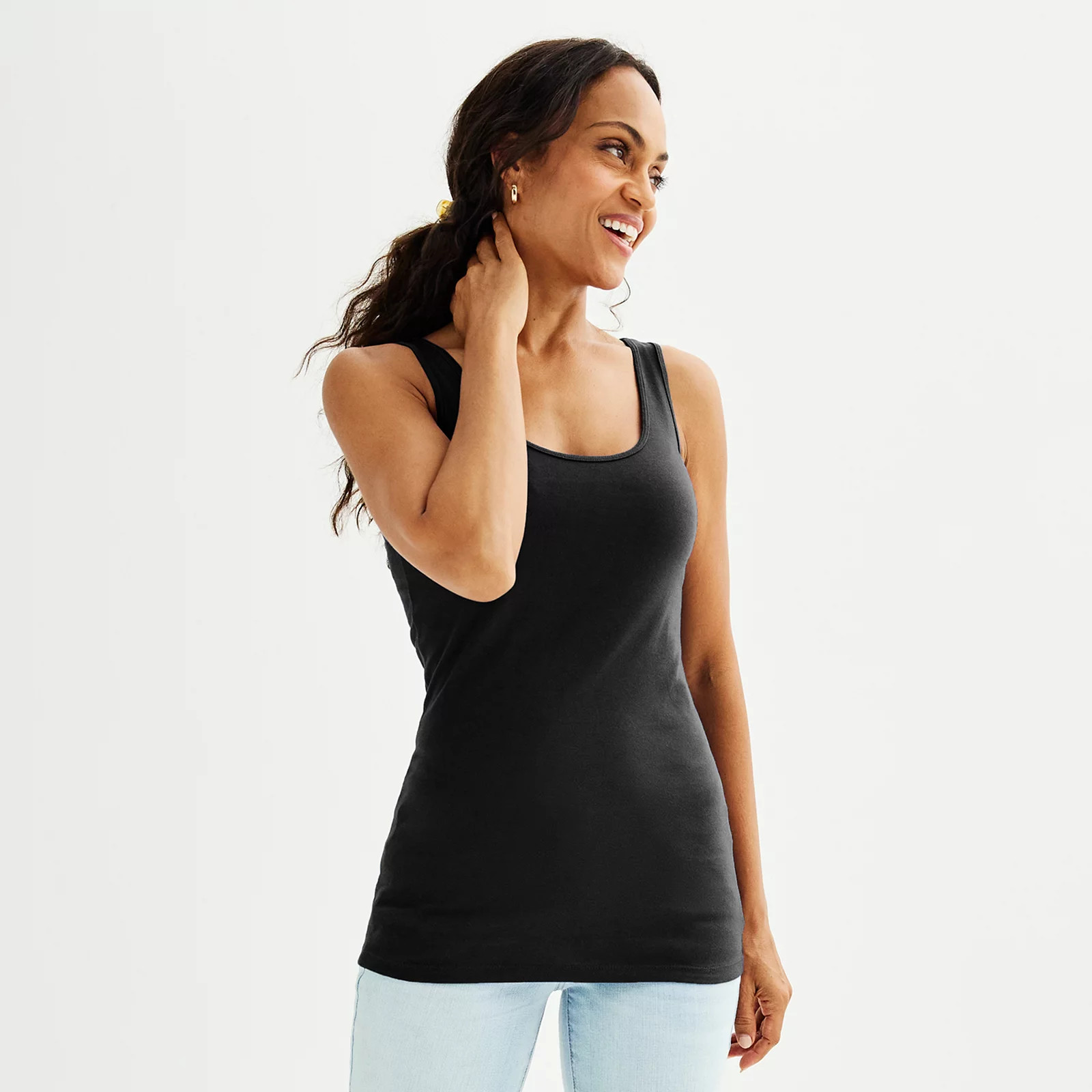 Women's Sonoma Goods For Life® Everyday Tunic Layering Tank Top, Size: Medium, Pitch Black | Kohl's