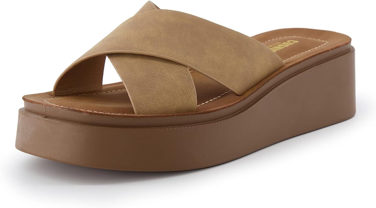 CUSHIONAIRE Women's Pepe crossband platform sandal with +Memory Foam | Amazon (US)