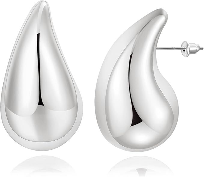 EXGOX Chunky Gold Hoop Earrings for Women, Lightweight Teardrop Earrings Hypoallergenic Gold Plat... | Amazon (UK)