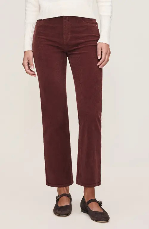 DL1961 Patti High Waist Ankle Straight Leg Corduroy Pants in Syrah at Nordstrom, Size 29 | Nordstrom