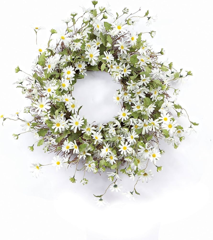 Melrose White Daisy Wreath, 23-Inch, Artificial Flower Front Door Decoration for Any Occasion, In... | Amazon (US)