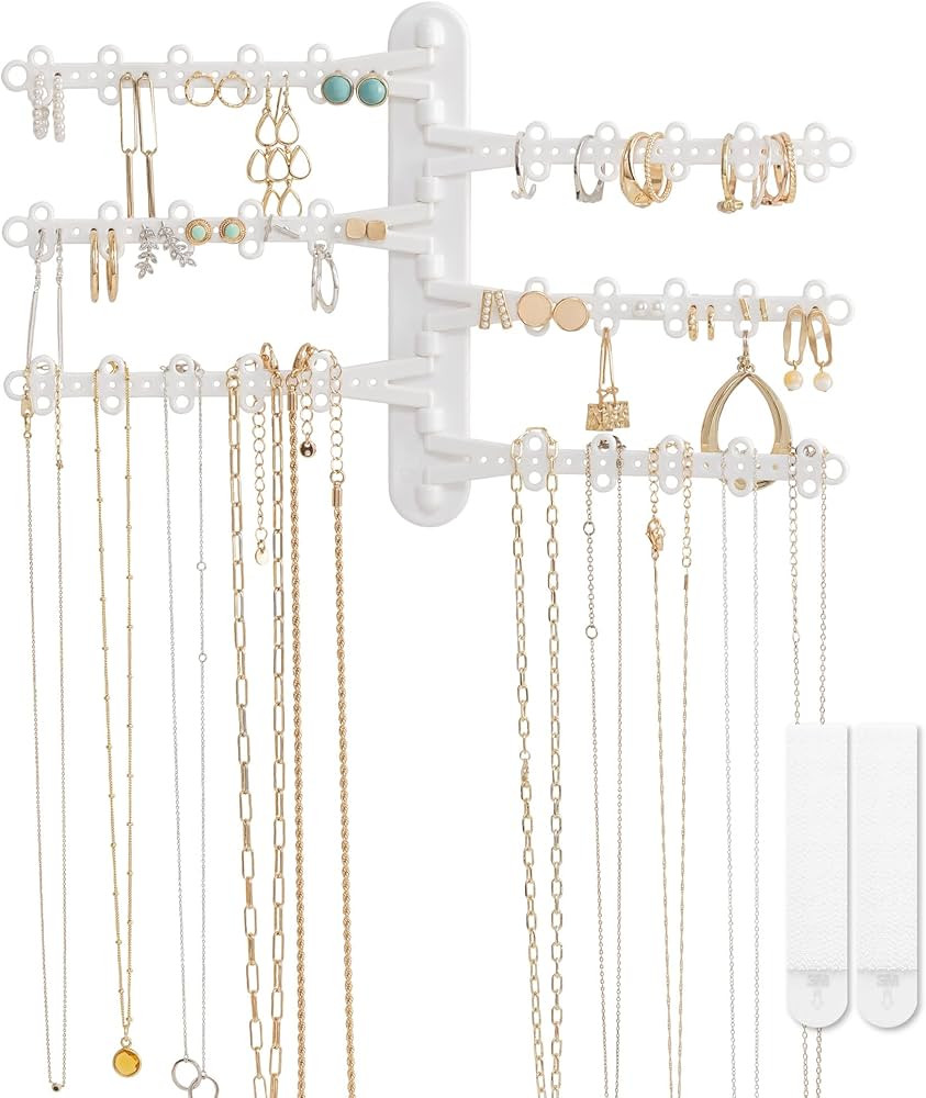All Hung Up 6-Tier 6" Wall Jewelry Organizer, Command Strips included for Easy Hanging, 120 Hole ... | Amazon (US)