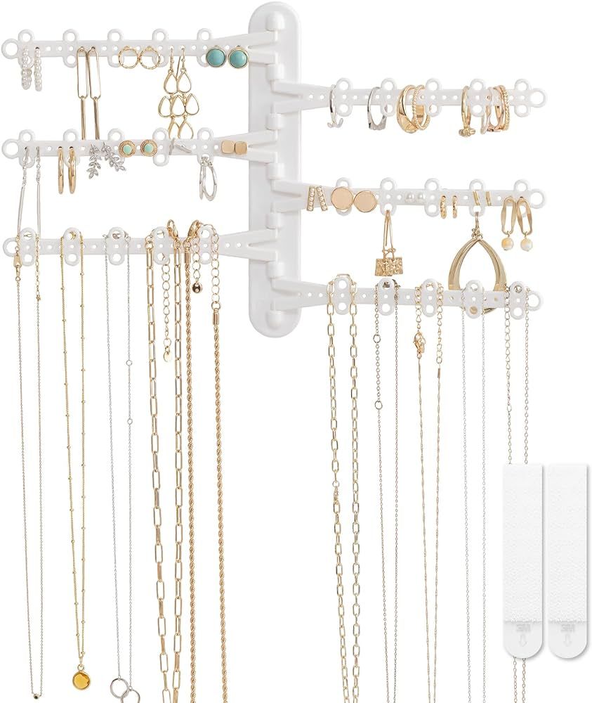 All Hung Up 6-Tier 6" Wall Jewelry Organizer, Command Strips included for Easy Hanging, 120 Hole ... | Amazon (US)