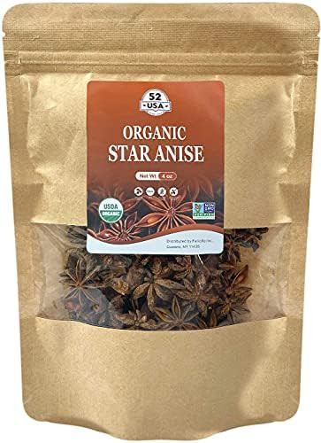 52USA Organic Star Anise 4oz, NON-GMO Verified Whole Chinese Star Anise Pods, Dried Anise Star Sp... | Amazon (US)