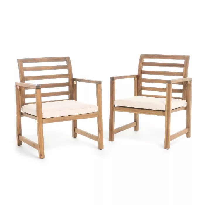 Emilano Set of 2 Acacia Wood Club Chair - Natural Stained - Christopher Knight Home | Target