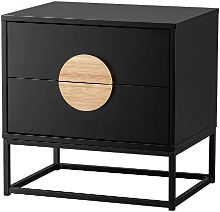 Simfelice 2 Drawers Wood Nightstand Black Modern Bedside Table Sofa Side Table Night Stands Drawe... | Amazon (US)